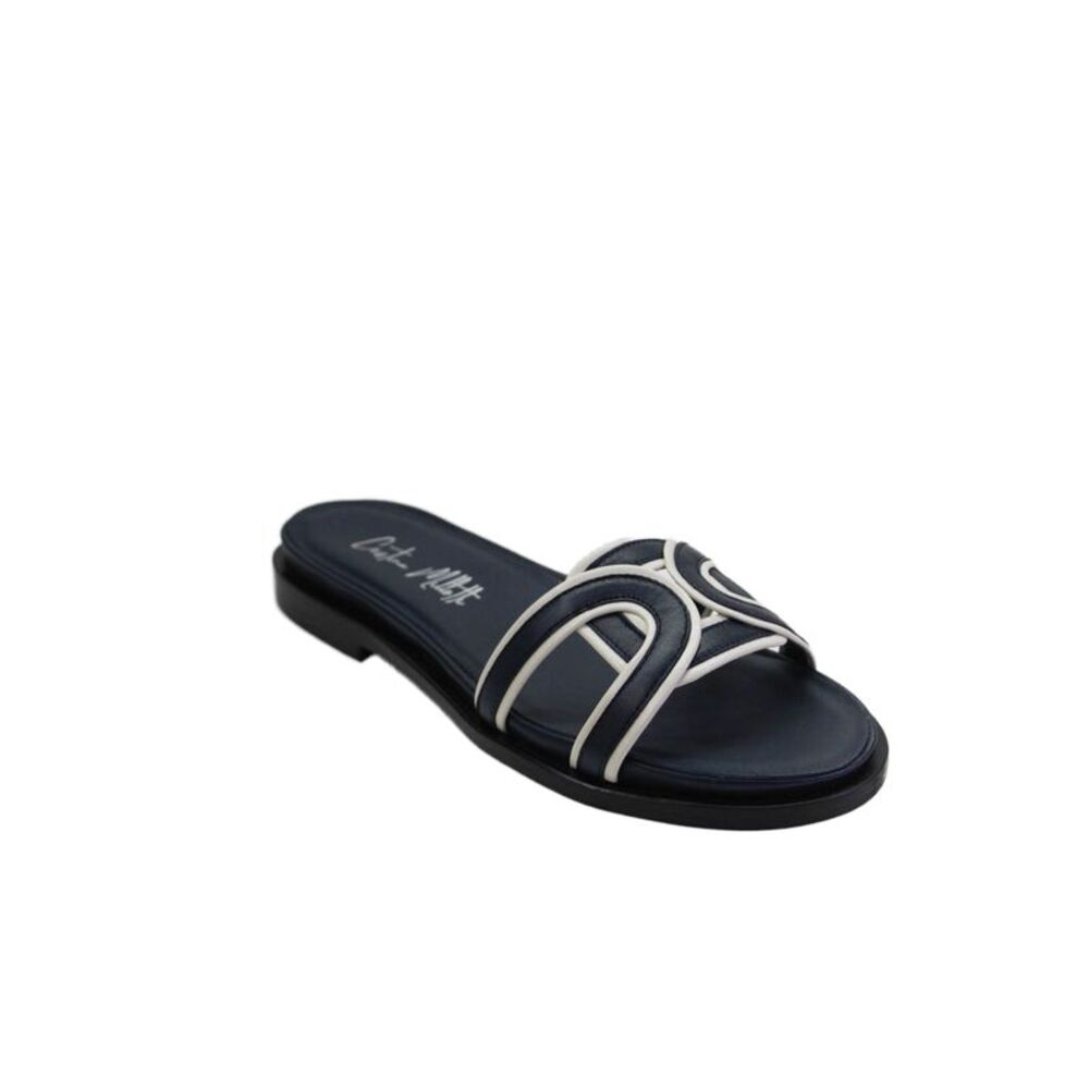 Cristina Millotti Womens Leather Santorini Slip-On Flat Sandals Blue Size 9.5